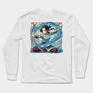 katara water tribe in battle position Long Sleeve T-Shirt